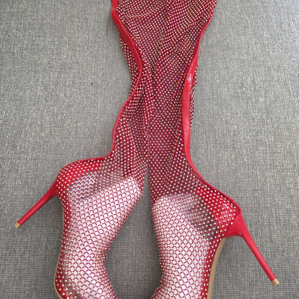 SHEIN Red Over the Knee Boots